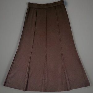 EILEEN FISHER Skirt Womens X-Small Brown 100% Wool Flared Pleated Sweater Midi